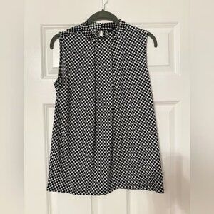 Banana Republic | Black and White High Neck Houndstooth Sleeveless Top | Size S
